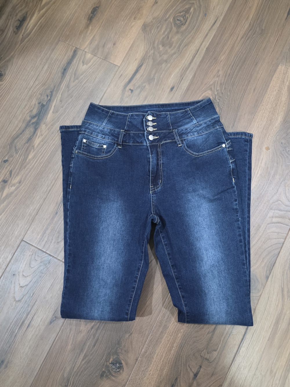 Flamingals Jeans Size 13 High Rise Flare Bootcut Dark Wash Rhinestone Y2K